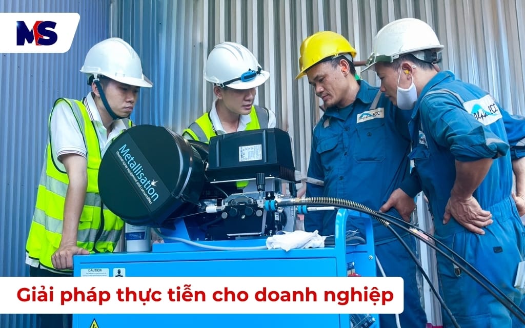 Nhà phân phối hệ thống phun phủ hồ quang tại Việt Nam 9 Chuyển giao công nghệ tại xưởng cho đối tác bởi nhóm kỹ sư Metal Solutions