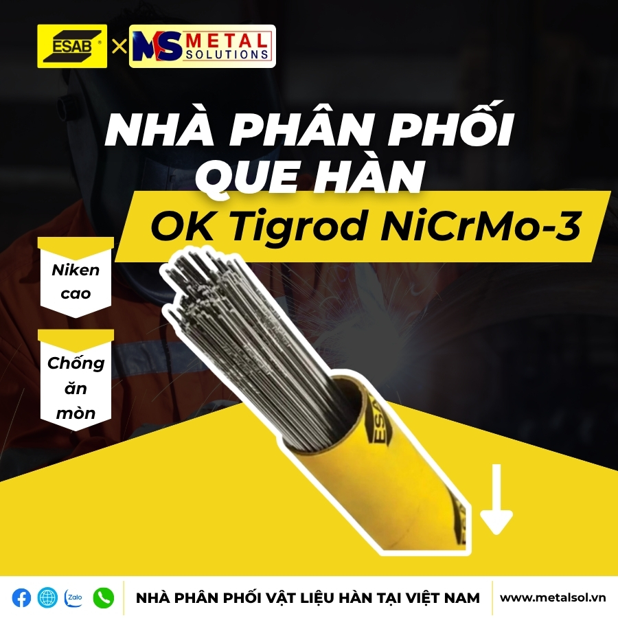 Que hàn TIG hợp kim Niken cao ESAB OK Tigrod NiCrMo-3 – Khi bài toán hàn không còn nằm ở độ bền, mà nằm ở sự ổn định luyện kim lâu dài 1 que-han-ok-tigrod-nicrmo-3